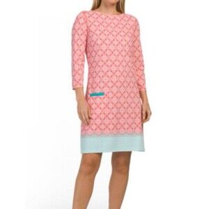 Cabana life tunic dress Coral Turquoise M 3/4 sleeve UPF 50 cover up summer